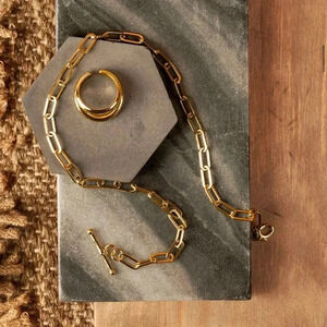 Set of Loren Stewart x Curateur Deux Open Band Ring and Double Wrap Bracelet